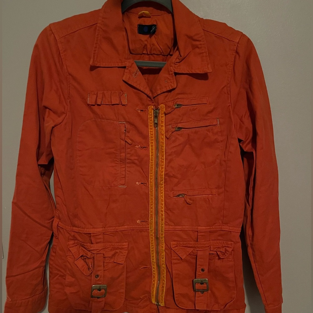 Blue Dot Burnt Orange Utility Jacket